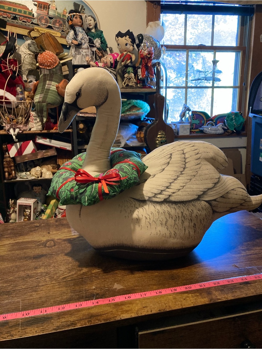 Vintage Wild Swan plush pillow